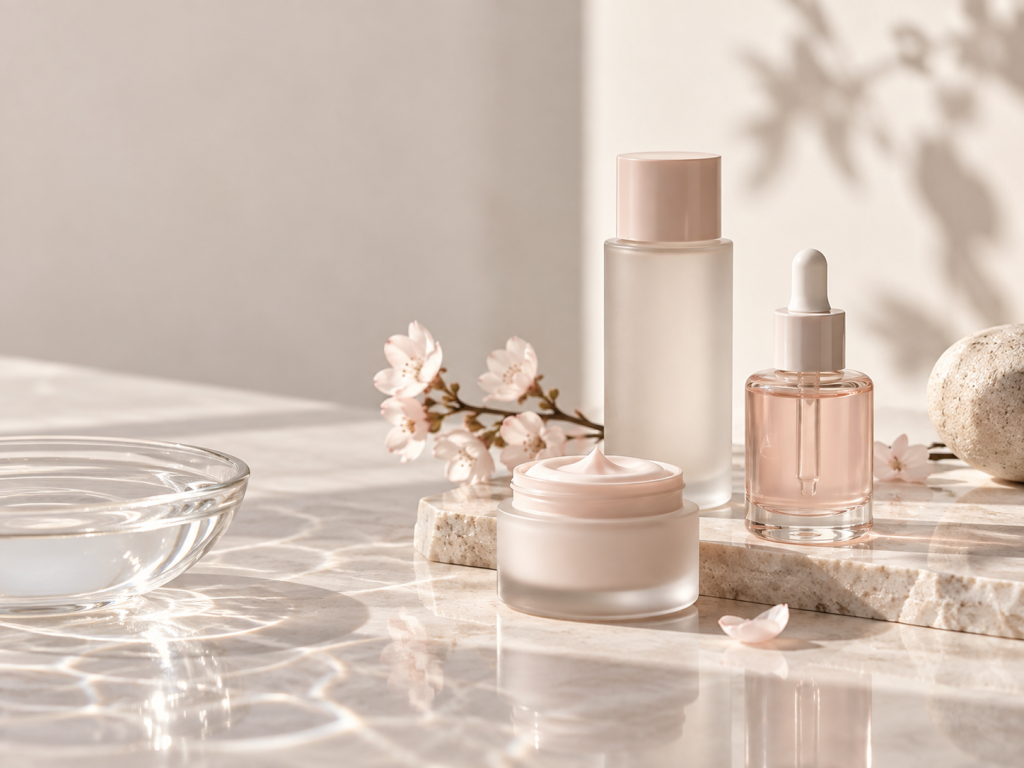 Illustration of skincare products