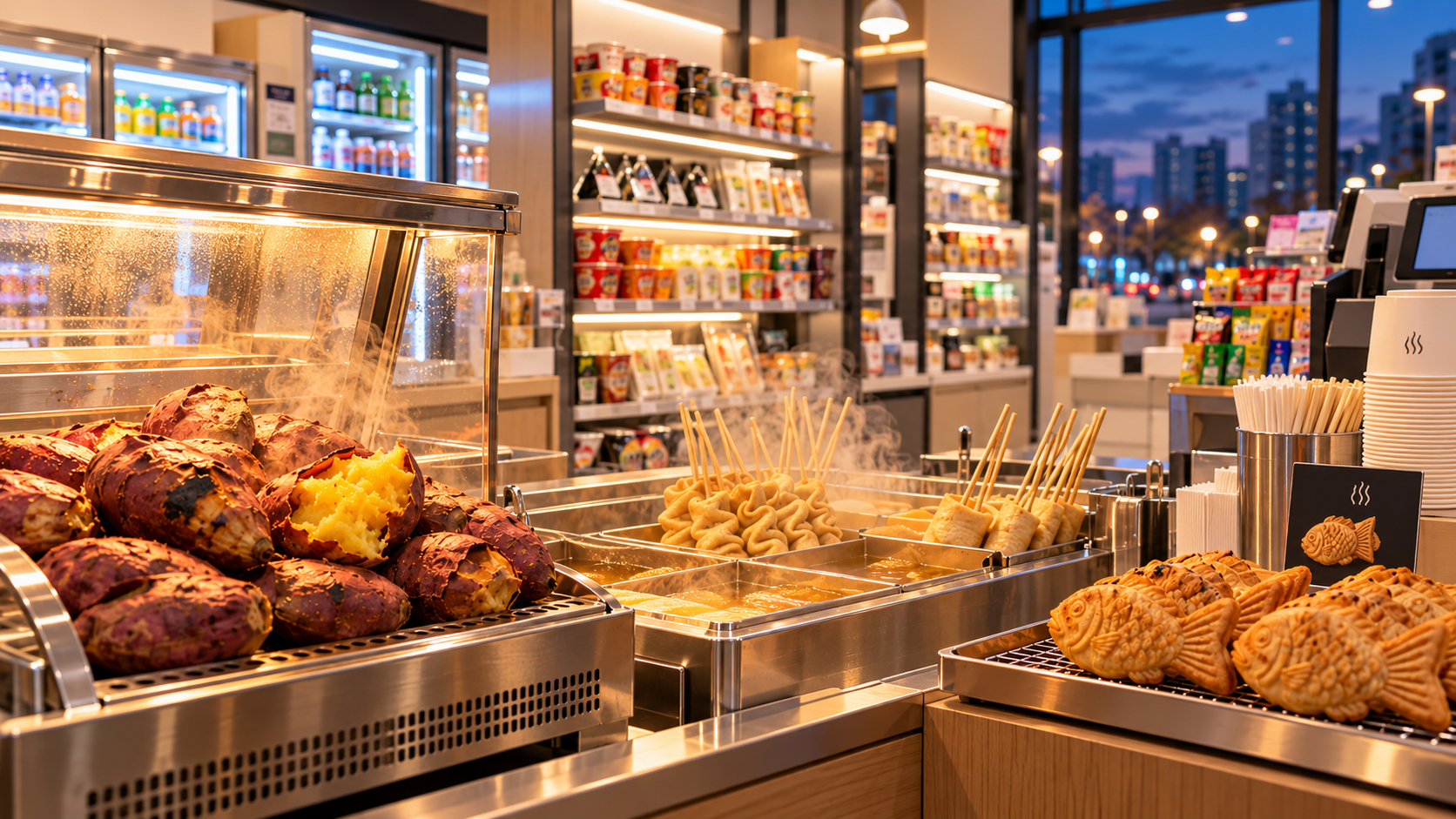 Illustration of Korean convenience-store winter snacks